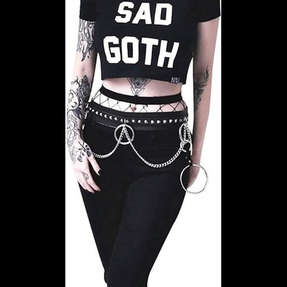 Leather Body Harness Waist Belt Punk Adjustable Gothic Metal Chain Tassel